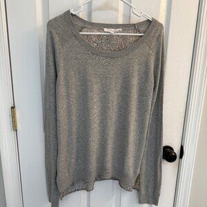 BCBGeneration Gray Sweater with Sheer Patterned Back – Size Medium